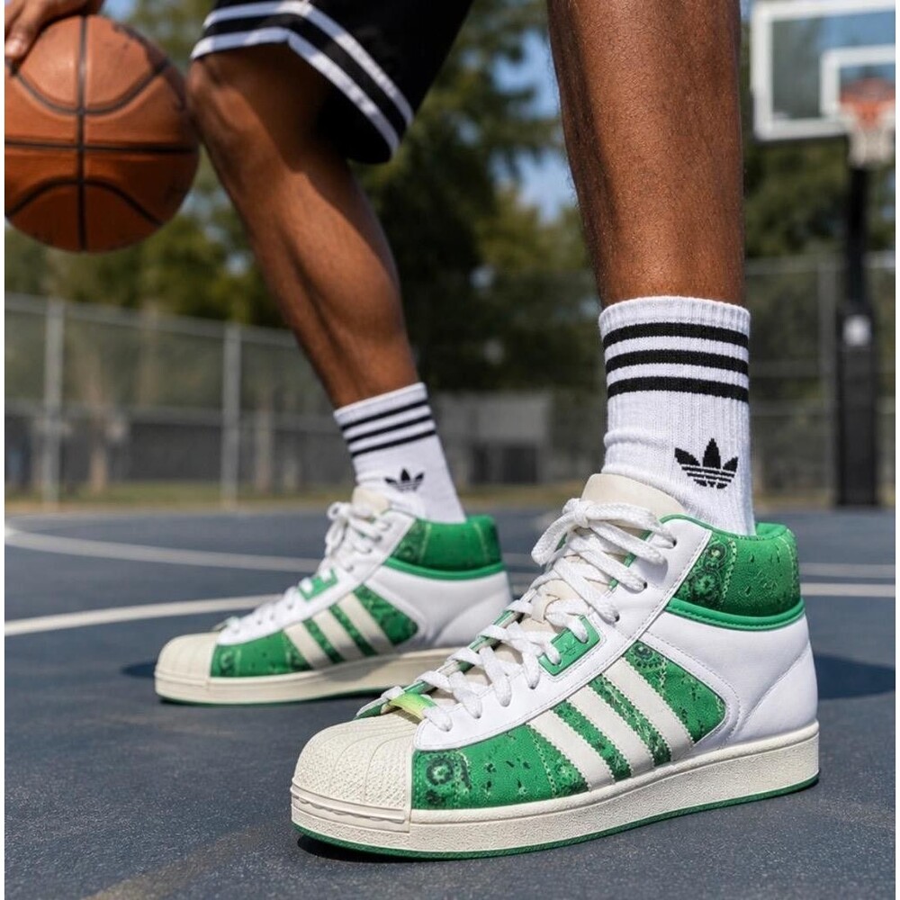Adidas Pro Model Super Shell Mid Bandana Sneaker Men 14 Green White Leather 2006